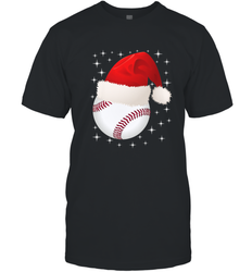 Christmas Stars baseball Ball Santa Hat Funny Sport Xmas Men's T-Shirt