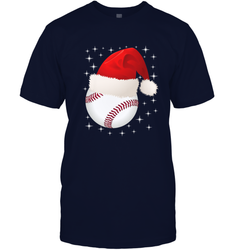 Christmas Stars baseball Ball Santa Hat Funny Sport Xmas Men's T-Shirt