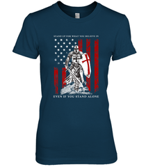 Knight Templar American Flag Women's Premium T-Shirt Women's Premium T-Shirt - FordPhuMy
