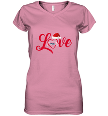 NFL Seattle Seahawks Logo Christmas Santa Hat Love Heart Football Team Women's V-Neck T-Shirt Women's V-Neck T-Shirt - FordPhuMy
