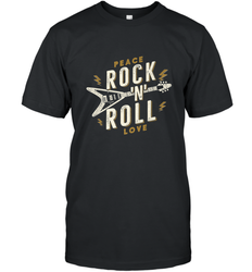 Peace Rock and Roll Love Music Guitar Retro Hippie Men's T-Shirt