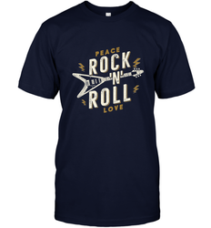 Peace Rock and Roll Love Music Guitar Retro Hippie Men's T-Shirt