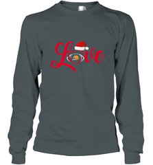 NFL Cleveland Browns Logo Christmas Santa Hat Love Heart Football Team Long Sleeve T-Shirt Long Sleeve T-Shirt - FordPhuMy