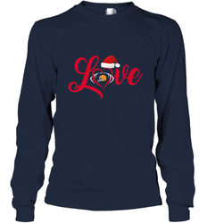 NFL Cleveland Browns Logo Christmas Santa Hat Love Heart Football Team Long Sleeve T-Shirt