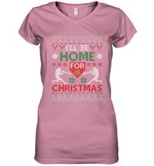 I'll Be Home for Christmas Baseball Gift For Men Women Kids Women's V-Neck T-Shirt Women's V-Neck T-Shirt - FordPhuMy