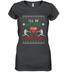I'll Be Home for Christmas Baseball Gift For Men Women Kids Women's V-Neck T-Shirt Women's V-Neck T-Shirt - FordPhuMy