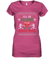 I'll Be Home for Christmas Baseball Gift For Men Women Kids Women's V-Neck T-Shirt Women's V-Neck T-Shirt - FordPhuMy