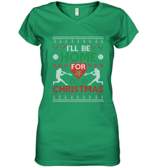 I'll Be Home for Christmas Baseball Gift For Men Women Kids Women's V-Neck T-Shirt Women's V-Neck T-Shirt - FordPhuMy