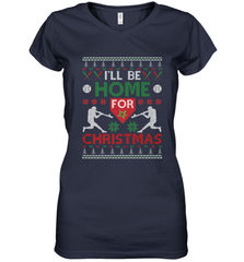I'll Be Home for Christmas Baseball Gift For Men Women Kids Women's V-Neck T-Shirt Women's V-Neck T-Shirt - FordPhuMy