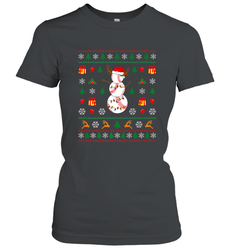 Christmas Baseball Snowman Reindeer In A Santa Hat Pajama Women's T-Shirt