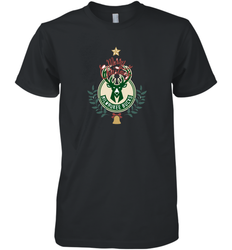 NBA Milwaukee Bucks Logo merry Christmas gilf Men's Premium T-Shirt