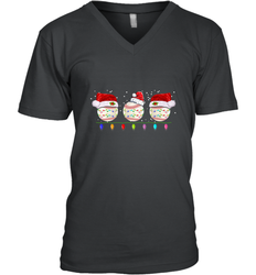 Three Baseball Balls Christmas Gift Santa Xmas lights Snow Men's V-Neck