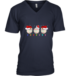 Three Baseball Balls Christmas Gift Santa Xmas lights Snow Men's V-Neck