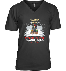 Trump Train 2020 Plow snowflakes Christmas Men's V-Neck