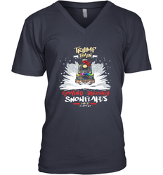 Trump Train 2020 Plow snowflakes Christmas Men's V-Neck