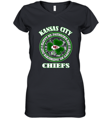 NFL Kansas City Chiefs Logo Happy St Patrick's Day Women's V-Neck T-Shirt Women's V-Neck T-Shirt - FordPhuMy