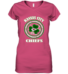 NFL Kansas City Chiefs Logo Happy St Patrick's Day Women's V-Neck T-Shirt Women's V-Neck T-Shirt - FordPhuMy