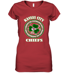 NFL Kansas City Chiefs Logo Happy St Patrick's Day Women's V-Neck T-Shirt Women's V-Neck T-Shirt - FordPhuMy