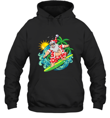 Christmas in July Santa Claus Hawaiian Surfing Gift Surf Hooded Sweatshirt Hooded Sweatshirt - FordPhuMy