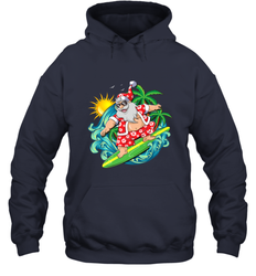 Christmas in July Santa Claus Hawaiian Surfing Gift Surf Hooded Sweatshirt