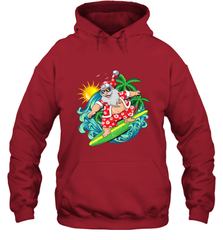 Christmas in July Santa Claus Hawaiian Surfing Gift Surf Hooded Sweatshirt Hooded Sweatshirt - FordPhuMy