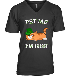 Pet Me I'm Irish Funny Cat Lover St. Patrick's Day Men's V-Neck