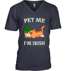 Pet Me I'm Irish Funny Cat Lover St. Patrick's Day Men's V-Neck