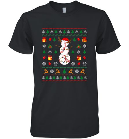 Christmas Baseball Snowman Reindeer In A Santa Hat Pajama Men's Premium T-Shirt Men's Premium T-Shirt / Black / XS Men's Premium T-Shirt - FordPhuMy
