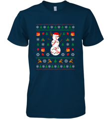 Christmas Baseball Snowman Reindeer In A Santa Hat Pajama Men's Premium T-Shirt Men's Premium T-Shirt - FordPhuMy
