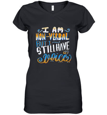 Special Needs NonVerbal Autism Awesome Women's V-Neck T-Shirt Women's V-Neck T-Shirt / Black / S Women's V-Neck T-Shirt - FordPhuMy