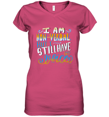 Special Needs NonVerbal Autism Awesome Women's V-Neck T-Shirt Women's V-Neck T-Shirt - FordPhuMy