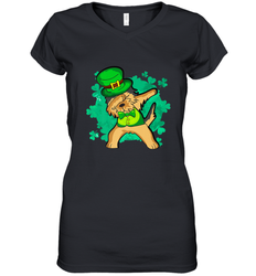 Dabbing Irish Terrier Dog Leprechaun St Patricks Day Ireland Women's V-Neck T-Shirt