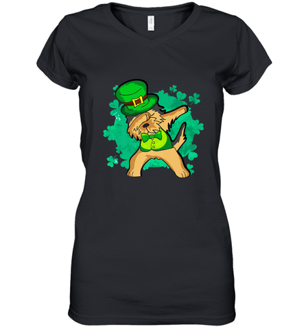 Dabbing Irish Terrier Dog Leprechaun St Patricks Day Ireland Women's V-Neck T-Shirt Women's V-Neck T-Shirt / Black / S Women's V-Neck T-Shirt - FordPhuMy