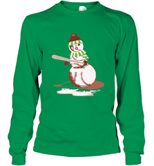 Baseball Snowman with A Bat Funny Christmas Gift Long Sleeve T-Shirt Long Sleeve T-Shirt - FordPhuMy