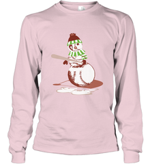 Baseball Snowman with A Bat Funny Christmas Gift Long Sleeve T-Shirt Long Sleeve T-Shirt - FordPhuMy