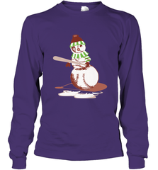 Baseball Snowman with A Bat Funny Christmas Gift Long Sleeve T-Shirt Long Sleeve T-Shirt - FordPhuMy