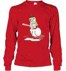 Baseball Snowman with A Bat Funny Christmas Gift Long Sleeve T-Shirt Long Sleeve T-Shirt - FordPhuMy
