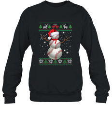 Baseball Snowman Ugly Christmas Ball Santa Pajama Xmas Gifts Crewneck Sweatshirt
