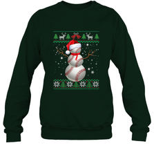 Baseball Snowman Ugly Christmas Ball Santa Pajama Xmas Gifts Crewneck Sweatshirt Crewneck Sweatshirt - FordPhuMy