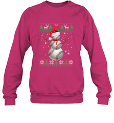Baseball Snowman Ugly Christmas Ball Santa Pajama Xmas Gifts Crewneck Sweatshirt Crewneck Sweatshirt - FordPhuMy