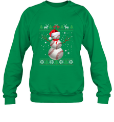 Baseball Snowman Ugly Christmas Ball Santa Pajama Xmas Gifts Crewneck Sweatshirt Crewneck Sweatshirt - FordPhuMy