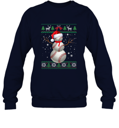 Baseball Snowman Ugly Christmas Ball Santa Pajama Xmas Gifts Crewneck Sweatshirt