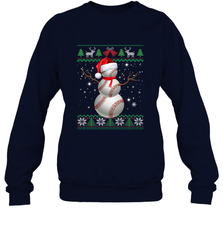 Baseball Snowman Ugly Christmas Ball Santa Pajama Xmas Gifts Crewneck Sweatshirt Crewneck Sweatshirt - FordPhuMy