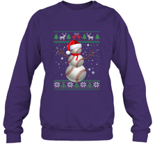 Baseball Snowman Ugly Christmas Ball Santa Pajama Xmas Gifts Crewneck Sweatshirt Crewneck Sweatshirt - FordPhuMy