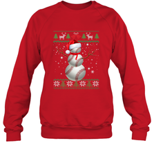 Baseball Snowman Ugly Christmas Ball Santa Pajama Xmas Gifts Crewneck Sweatshirt Crewneck Sweatshirt - FordPhuMy