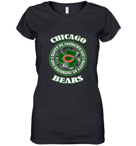 NFL Chicagi Bears Logo Happy St Patrick's Day Women's V-Neck T-Shirt Women's V-Neck T-Shirt / Black / S Women's V-Neck T-Shirt - FordPhuMy