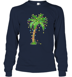 Christmas Lights Palm Tree Beach Funny Tropical Xmas Gift Long Sleeve T-Shirt