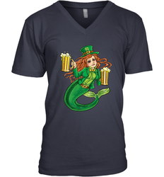 St Patricks Day Shirt Women Leprechaun Mermaid Girls Redhead Men's V-Neck