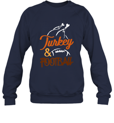 Turkey And Football Thanksgiving Day Football Fan Holiday Crewneck Sweatshirt