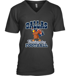 Dallas Thanksgiving Day Funny Turkey Playing Texas Football Premium T Shirt Men's V-Neck